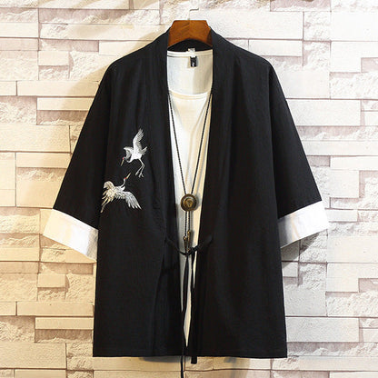 Toshi - Embroidered Linen & Cotton Kimono Jacket