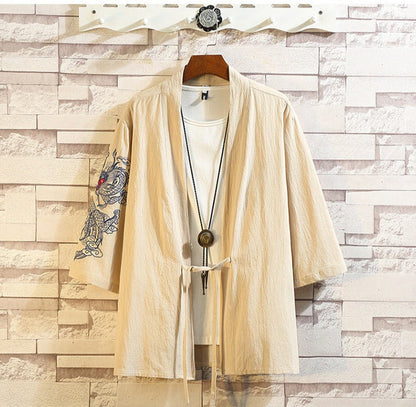 Toshi - Embroidered Linen & Cotton Kimono Jacket