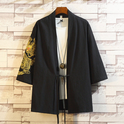 Toshi - Embroidered Linen & Cotton Kimono Jacket