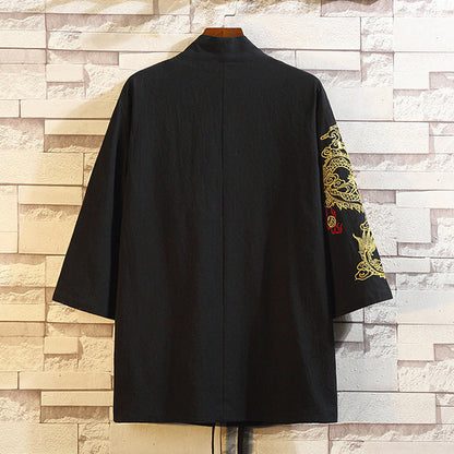 Toshi - Embroidered Linen & Cotton Kimono Jacket